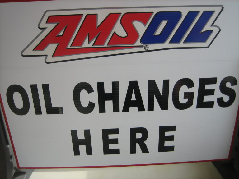AMSOIL changes sign at The Stable Performance Cars in Alpine, TX
