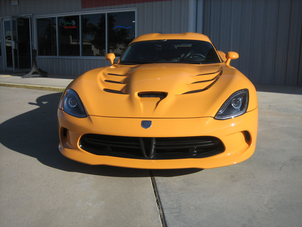 Orange Viper Coupe on display at The Stable Performance Cars in Alpine TX