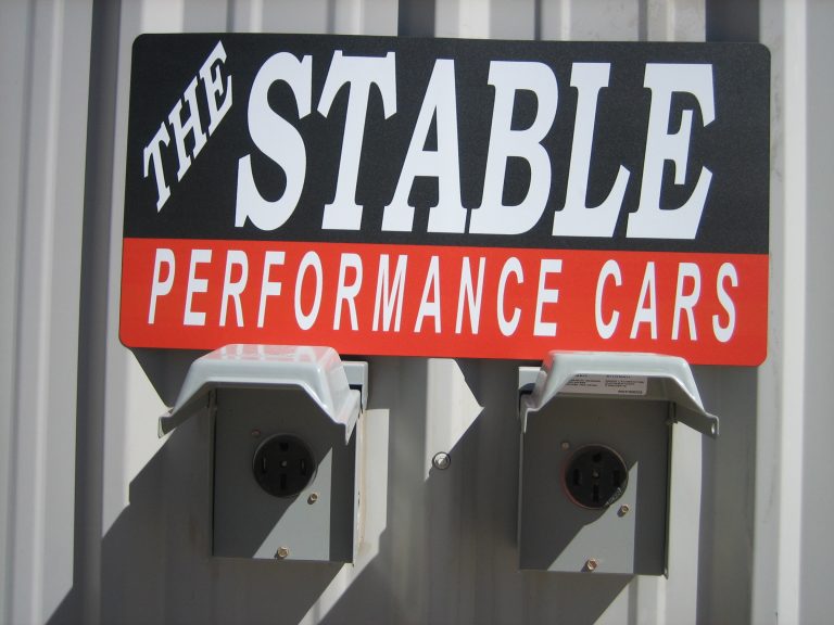 Electric car charging station at The Stable Performance Cars in Alpine, TX