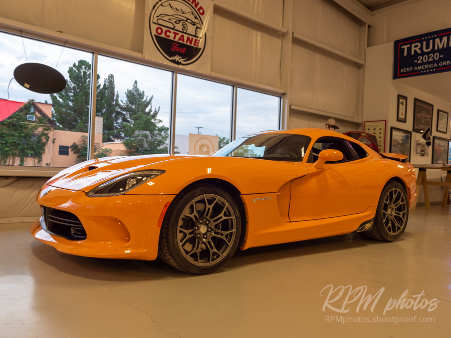 Orange Viper Coupe on display at The Stable Performance Cars in Alpine TX