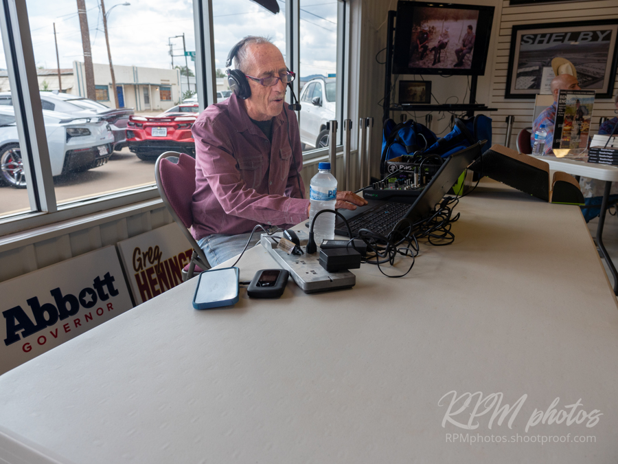 Martin from KVLF does a live broadcast at The Stable Performance Cars during Octane Fest.